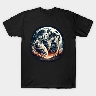 Wolves howling at the moon - Moonlight T-Shirt